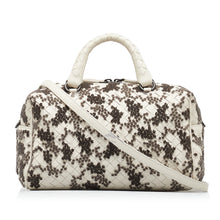 Bottega Veneta Pre-Owned In Mist Intrecciato Flocked Velvet Bouquet Duffel Bag | Women | White x Black