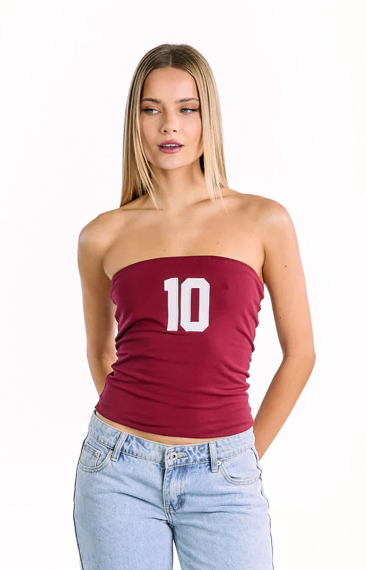 Daisy Strapless Top | Burgundy