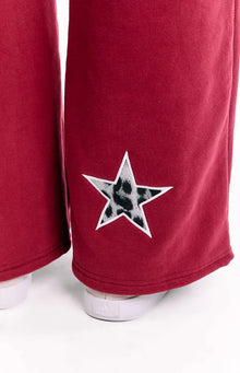 Dania Leopard Star Track Pants | Burgundy