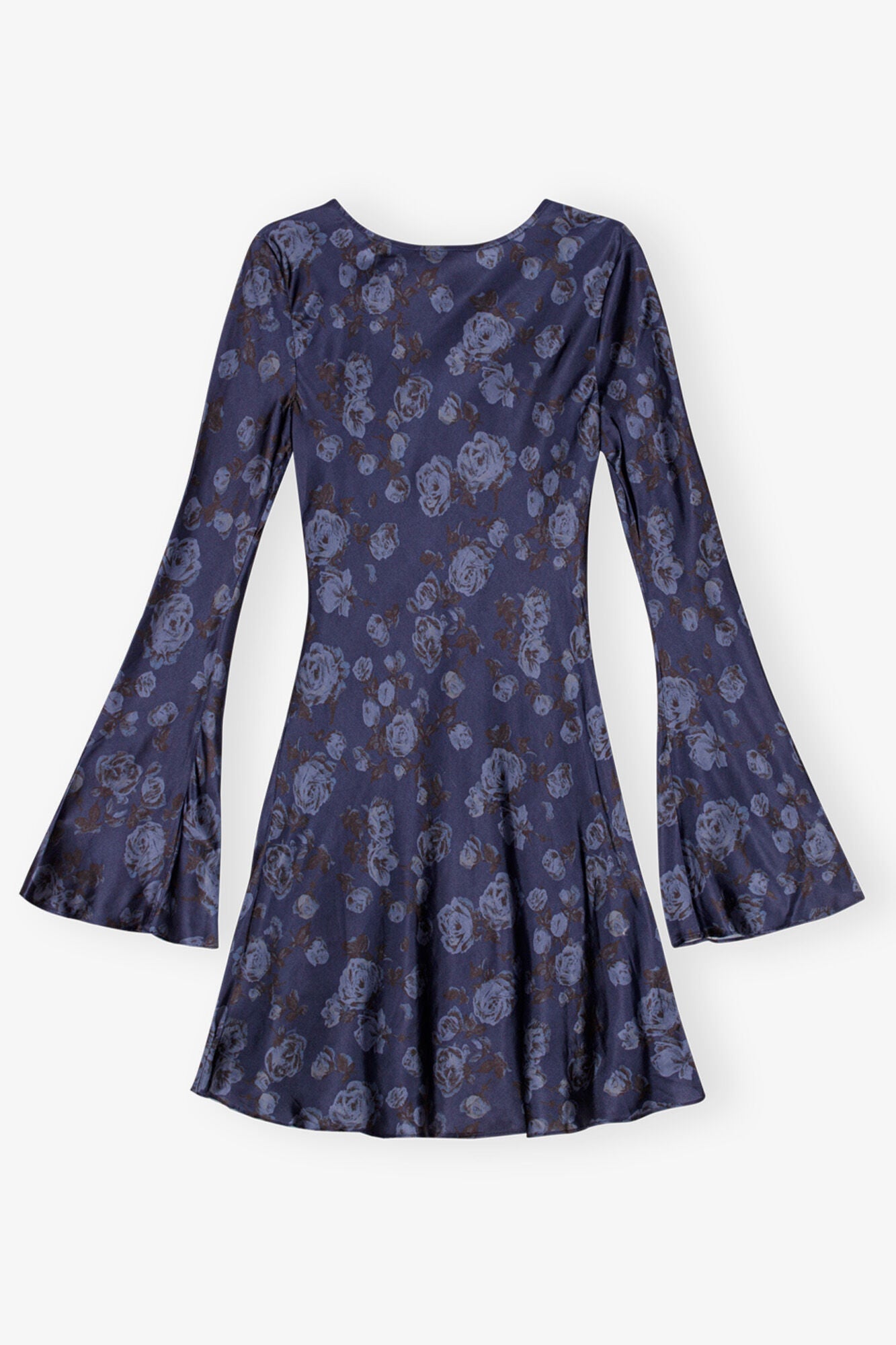 Dark Blue Floral Printed Mini Dress | Peacoat
