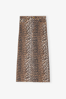 Denim Maxi Slit Skirt | Leopard