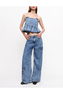 Denim Strap Top | Mid Blue Stone