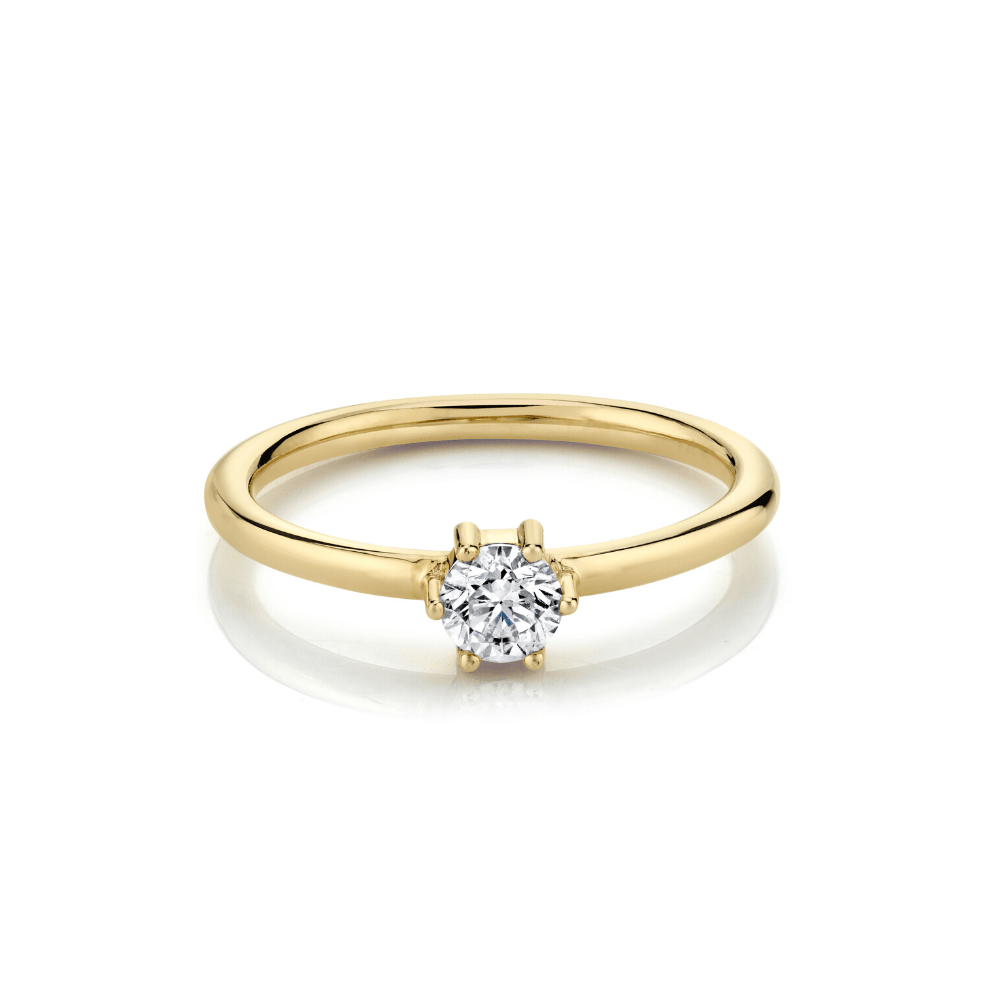 Women | Diamond Solitaire Stacking Ring – April | 14k Yellow Gold