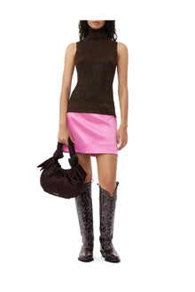 Double Satin Mini Skirt | Wild Orchid