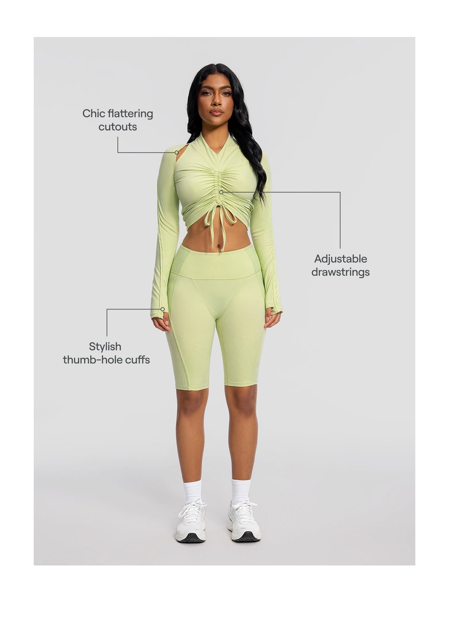 Drawstring Crop Top | Cool Matcha