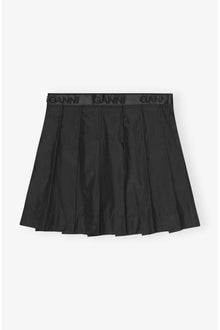Duchesse Nylon Pleated Mini Skirt | Black