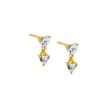 Gold CZ Double Heart Stud Earring - Adina's Jewels
