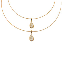 Diamond Pave Curved Pear Omega Chain Necklace 14K - Adina's Jewels
