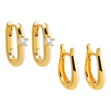 Gold The Ovals Huggie Earring Combo Set - Adina's Jewels