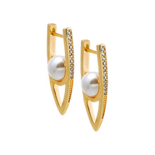 Pearl White Pave & Pearl Huggie Earring - Adina's Jewels