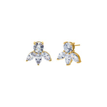 Gold CZ Solitaire X Triple Marquise Fan Stud Earring - Adina's Jewels