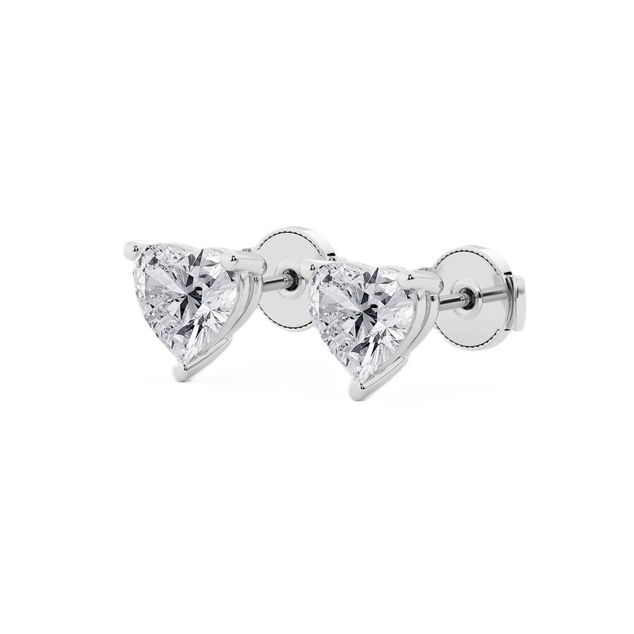 2.50 CT Heart Lab-Grown Diamond | Heart Stud Earrings | 14K White Gold | G Color | VS-SI Clarity