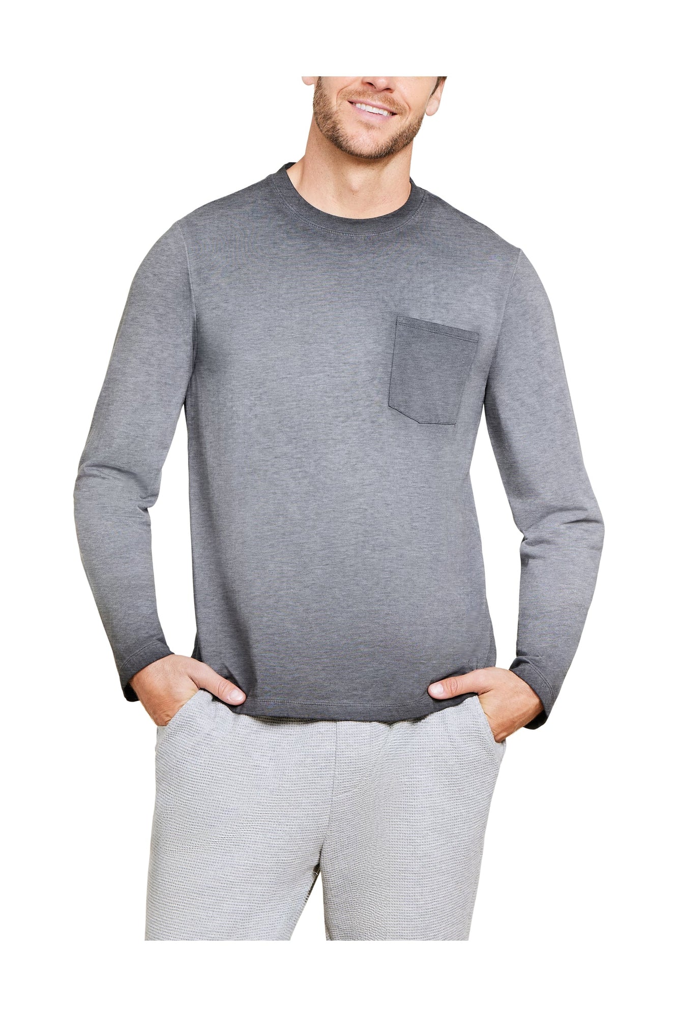 Mens | Malibu Collection Triblend Long Sleeve Pocket Tee | Mineral Carbon