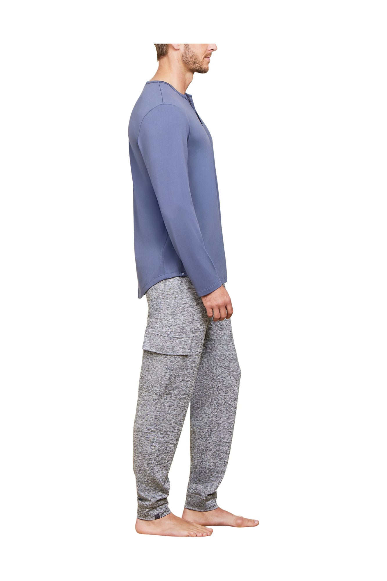 Mens | Malibu Collection Butterchic Long Sleeve Henley | Cosmic Blue