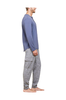 Mens | Malibu Collection Butterchic Long Sleeve Henley | Cosmic Blue