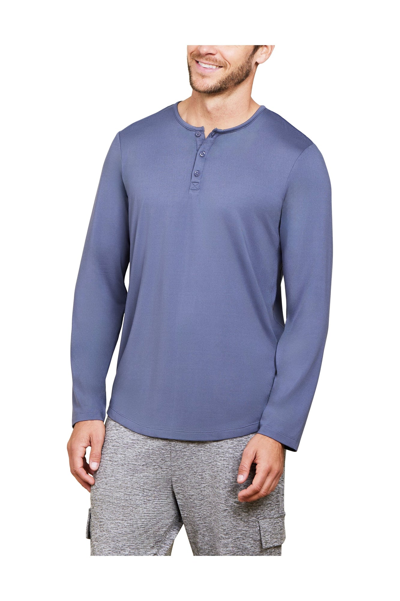 Mens | Malibu Collection Butterchic Long Sleeve Henley | Cosmic Blue