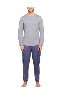 Mens | Malibu Collection Butterchic Long Sleeve Henley | Heathered Steel