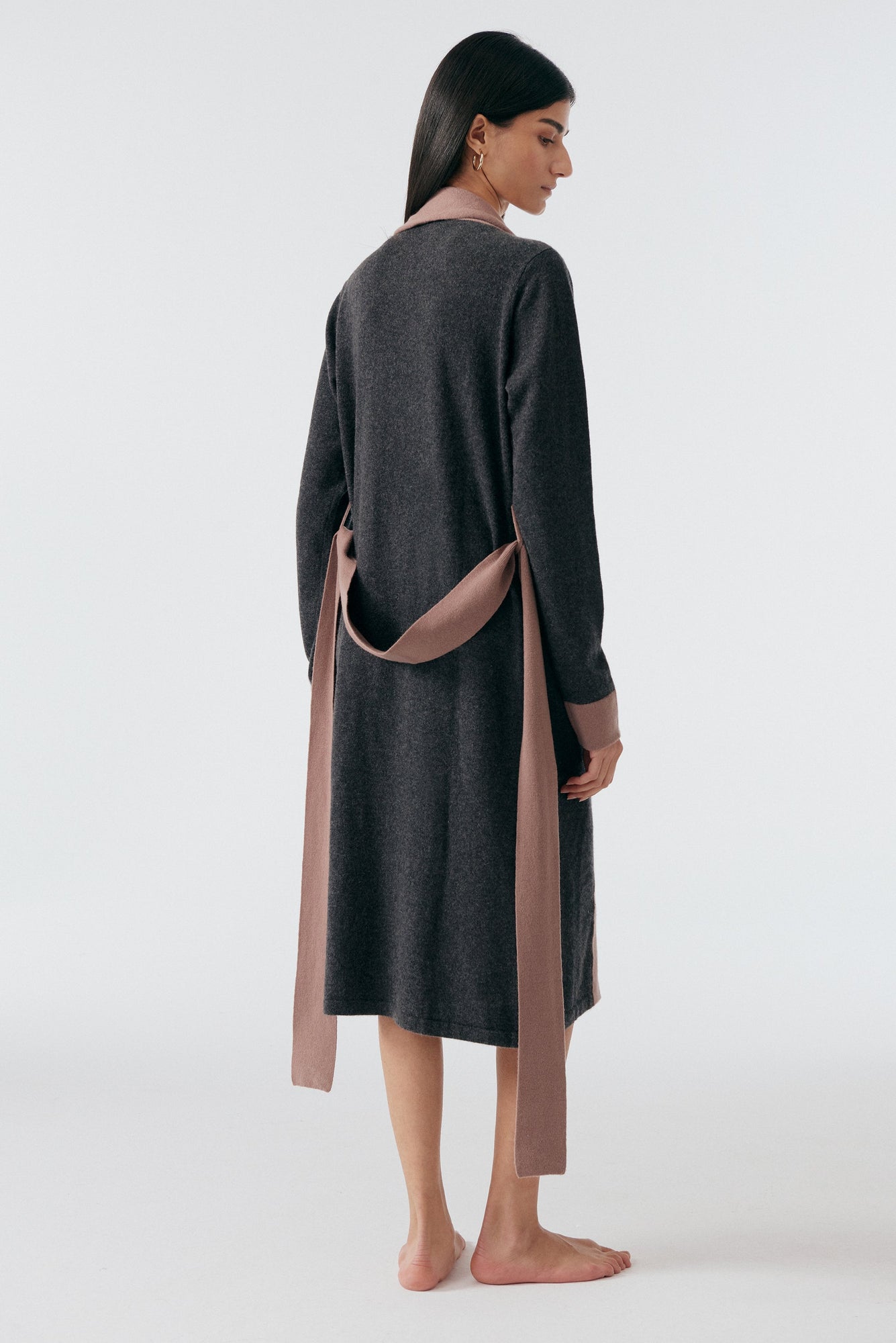 Cashmere Robe | Charcoal/Mauve