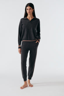 Cashmere Pants | Charcoal/Mauve