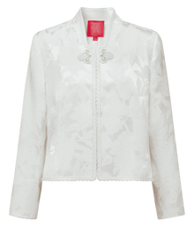 Embroidered Cropped Jacket | White
