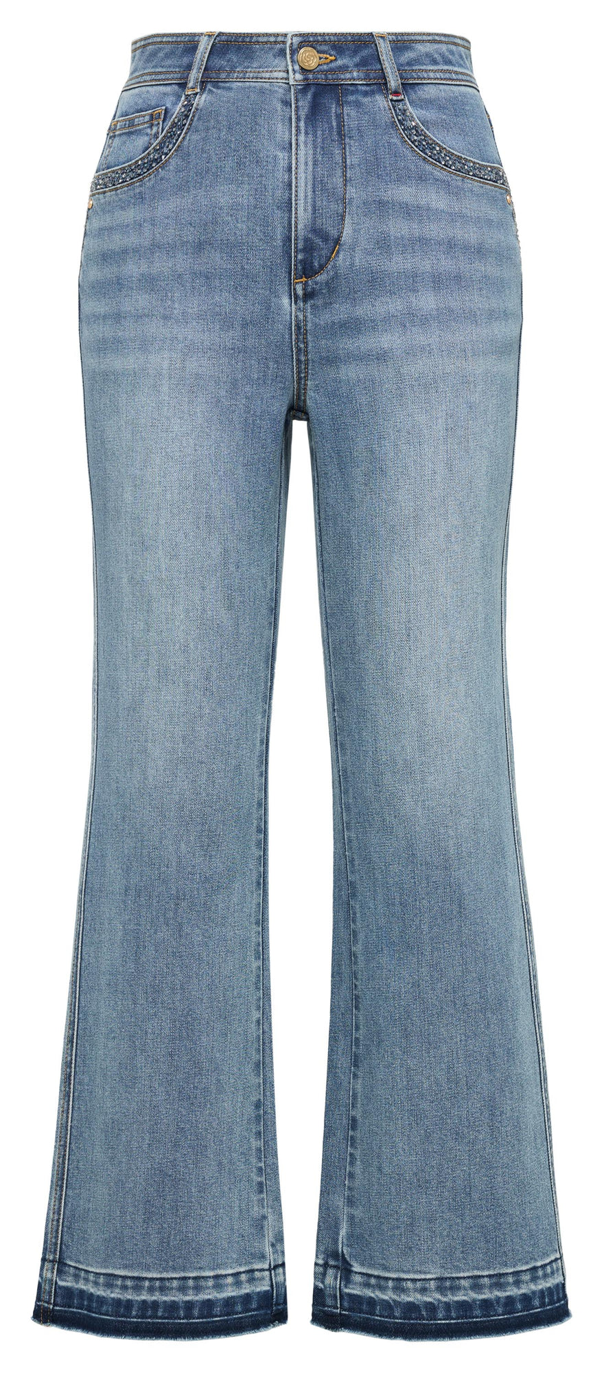 Mulberry Silk Cotton High-Waist Jeans | Blue