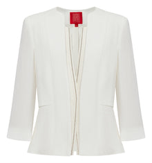 Collarless Short Jacket | White