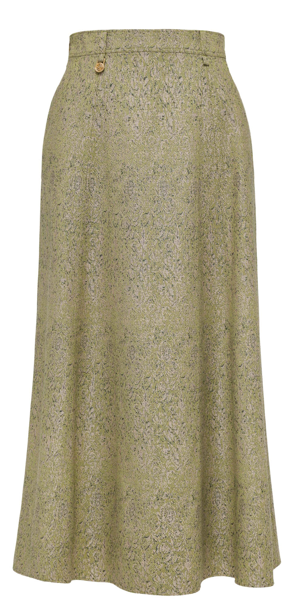 High-Waist Wool Cashmere Jacquard Skirt | Green