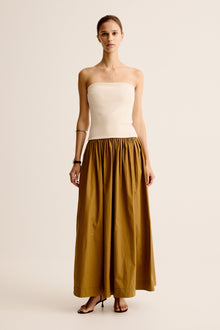 Duo Strapless Knit Cotton Dress | Crema / Light  Olive
