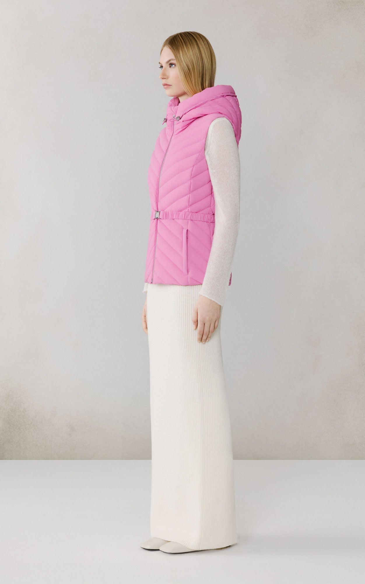 Estelle-Vest Stretch Down Belted Vest | Pink Treat