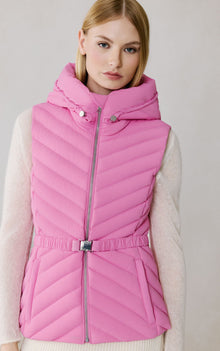 Estelle-Vest Stretch Down Belted Vest | Pink Treat