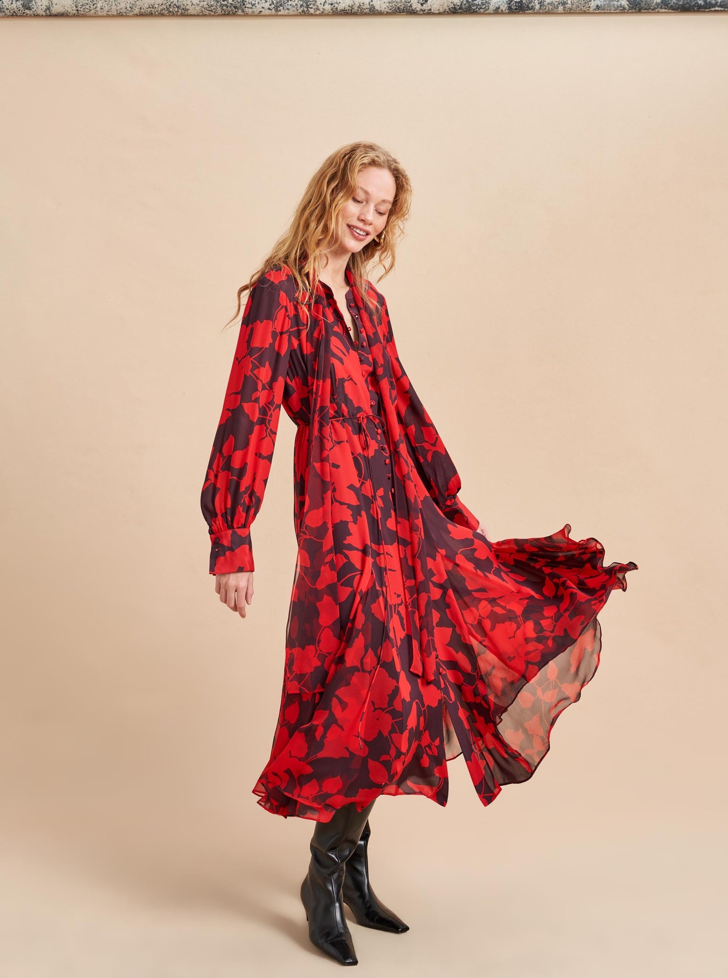Everly Dress | Floral x Dark Plum