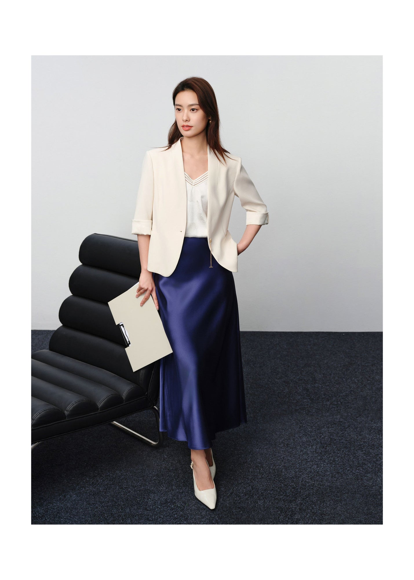 Elegant Midi Skirt | Navy