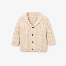 Unisex | Wheat Horseshoe Cable Knit Baby Cardigan | Wheat