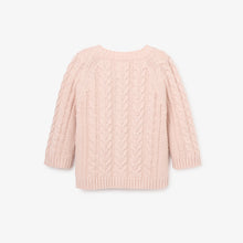 Girls | Pale Pink Horseshoe Cable Knit Baby Cardigan | Pink
