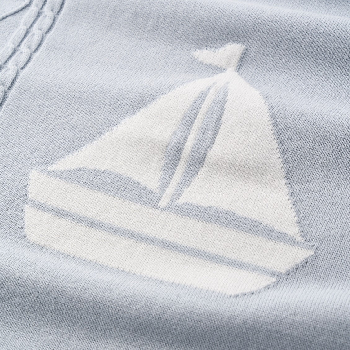 Unisex | Nautical Cotton Cable Knit Blanket | Blue