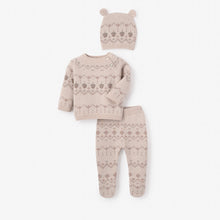 Unisex | Acorn Fairisle Sweater, Footed Pant + Hat Set 3pc | Taupe