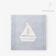 Unisex | Nautical Cotton Cable Knit Blanket | Blue