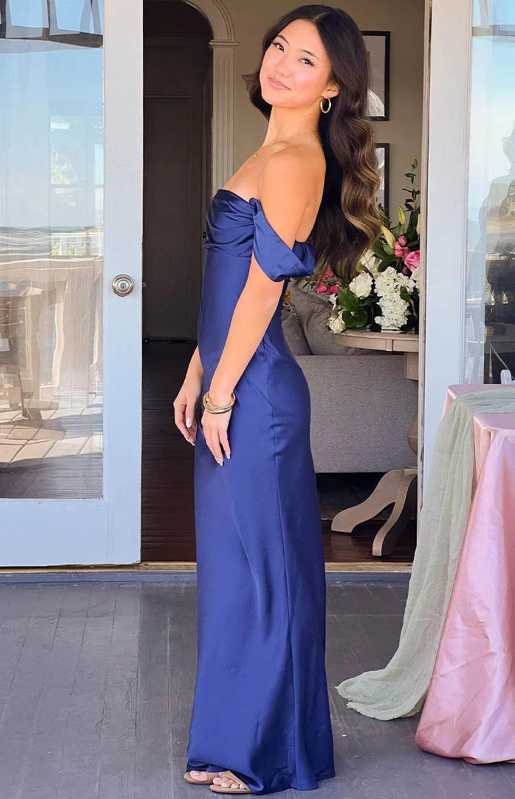 Ella Off Shoulder Formal Maxi Dress | Navy