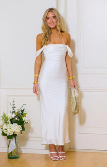 Ella Off Shoulder Formal Dress | White