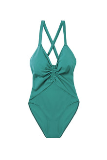 Olivia Ruched One Piece Cut Out Suit | Vital Green