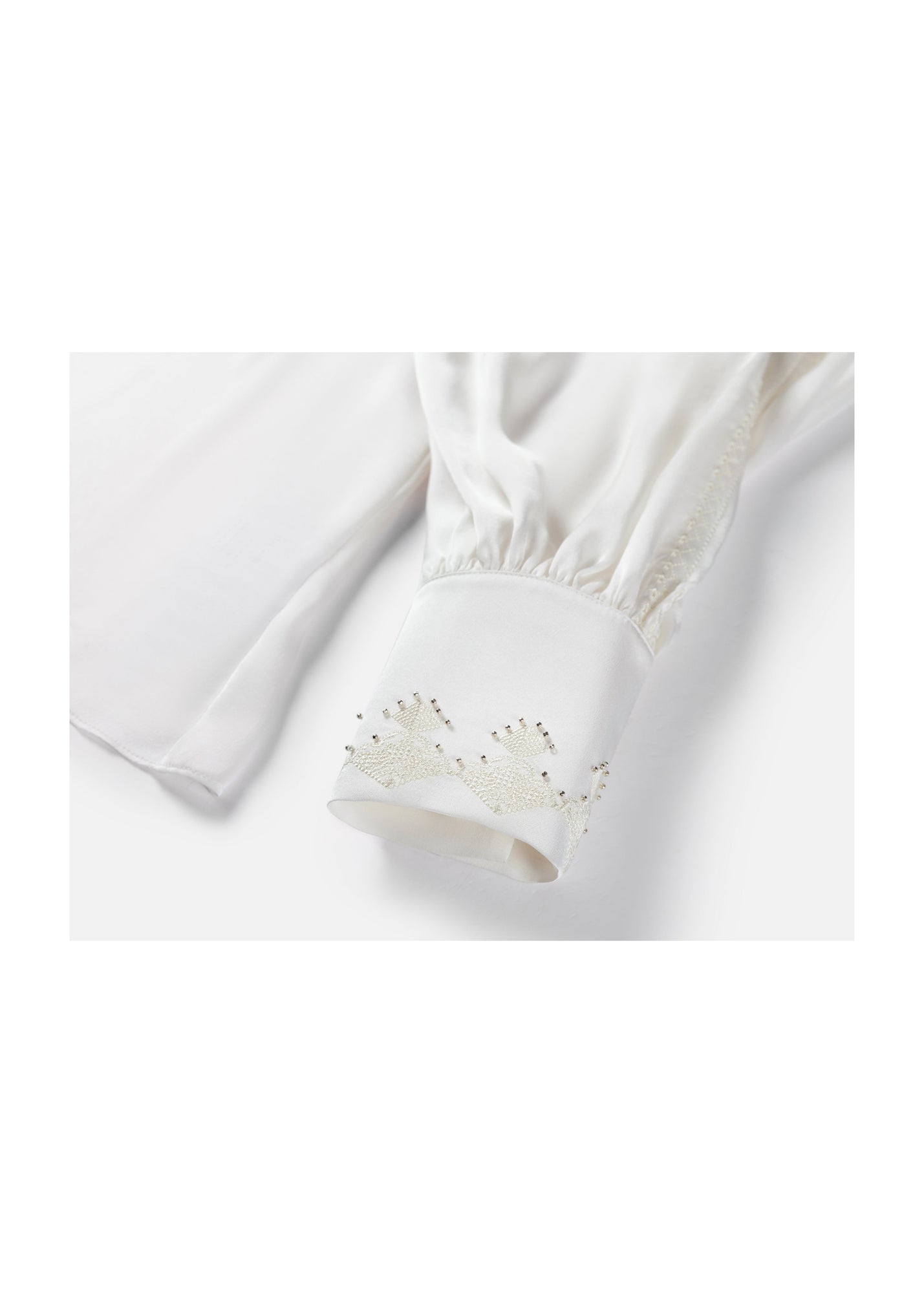 Embellished Silk Blouse | White