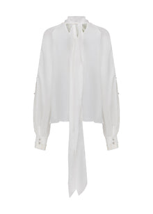 Embellished Silk Blouse | White