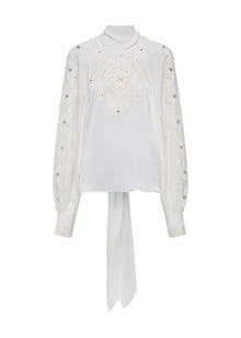 Embellished Silk Blouse | White