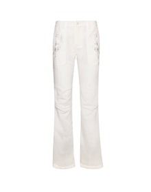 Embroidered Cargo Pant | White