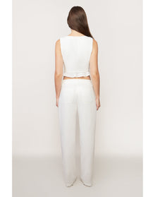 Embroidered Cargo Pant | White