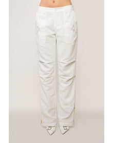 Embroidered Cargo Pant | White