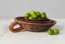 Vintage Wood Bowl with Carved Handle | Natural