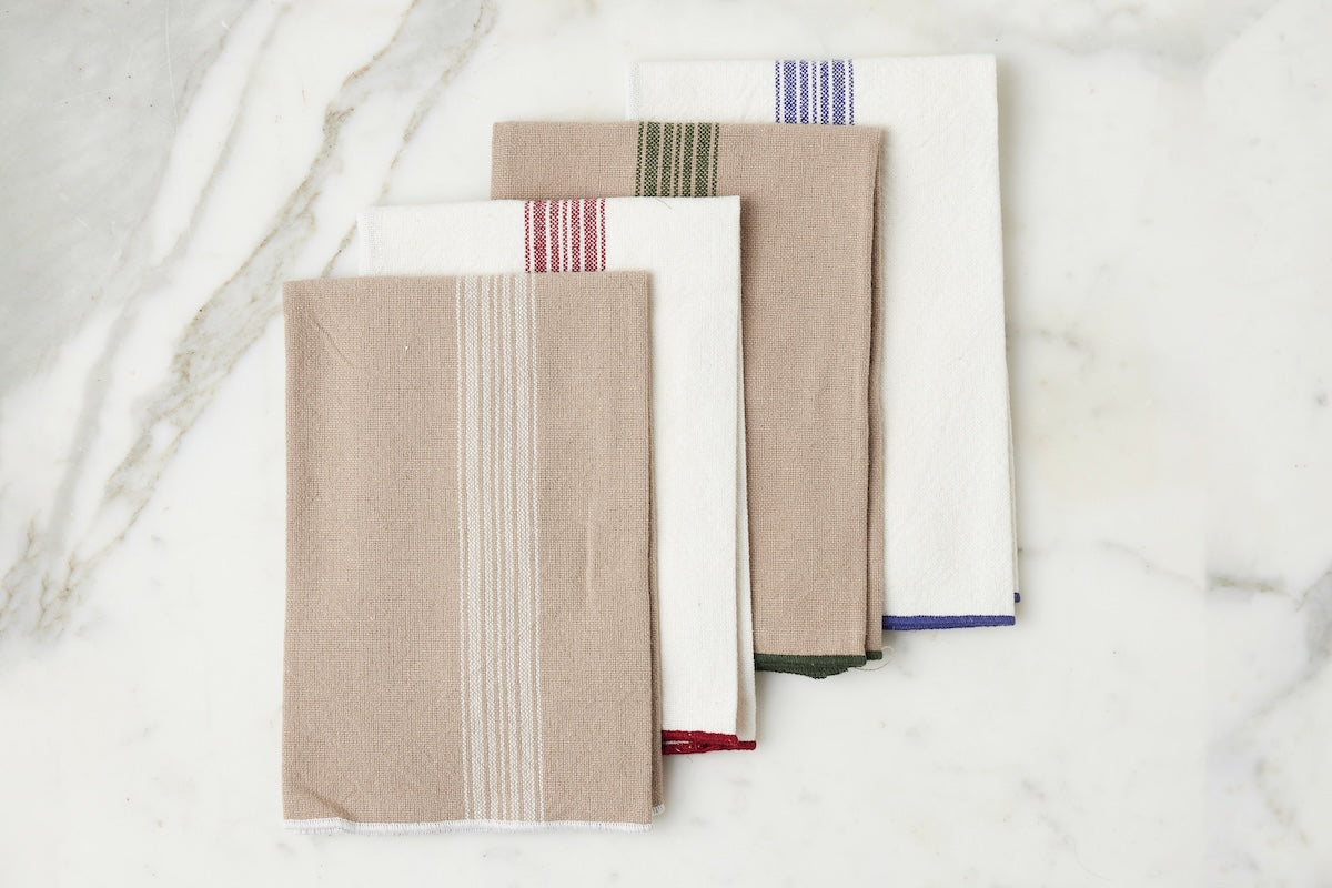 Dinner Napkins | Vintage White Stripe | Set of 4