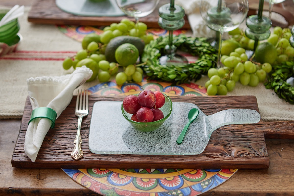 Mini Glass Rectangle Cheese Trays | White | Set of 4