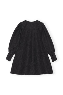 Jacquard Organza A-shaped Mini Dress | Black